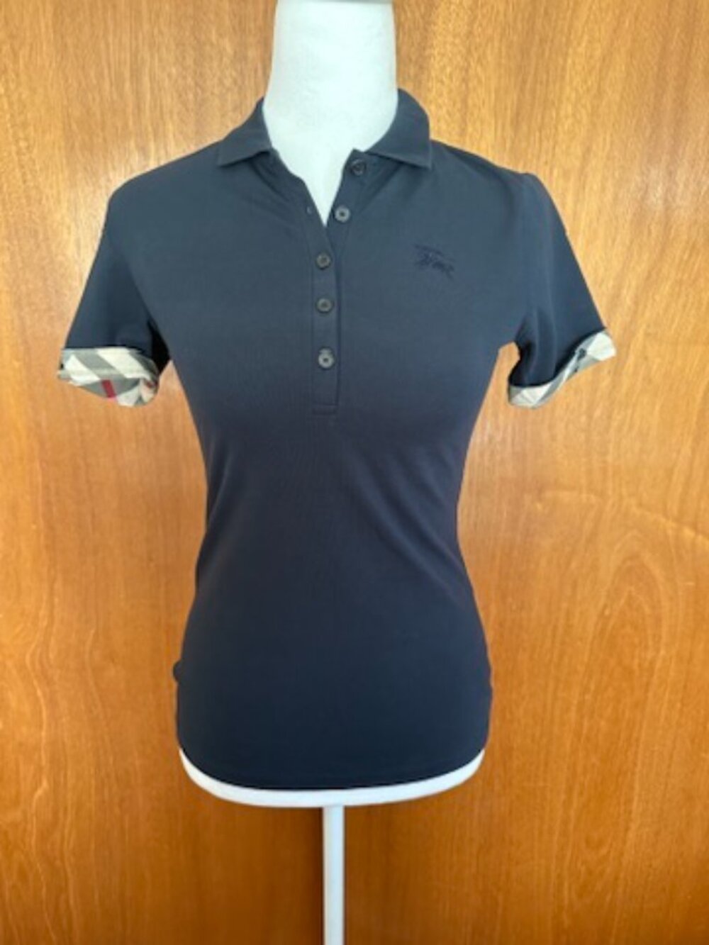 NWT! RARE! BURBERRY Women's Collar Cotton Polo Shirt In Navy Size XS 38666691
